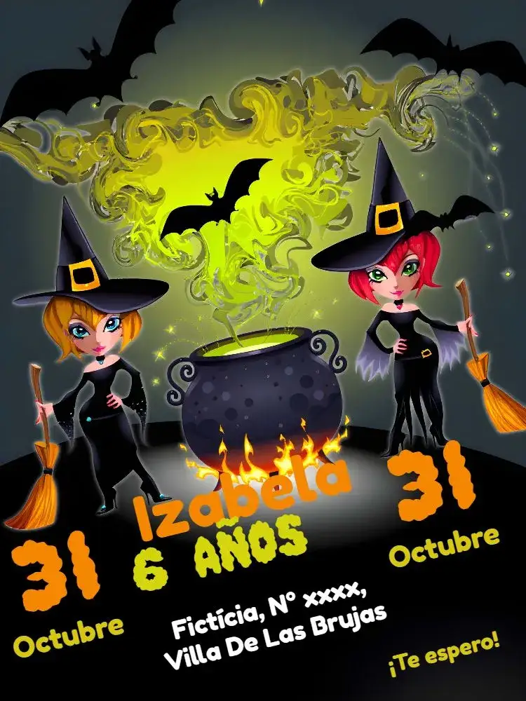 Invitación Halloween Naranja – tema Fechas Conmemorativas naranja, negro, fantasmas, calabazas, divertido, festivo
