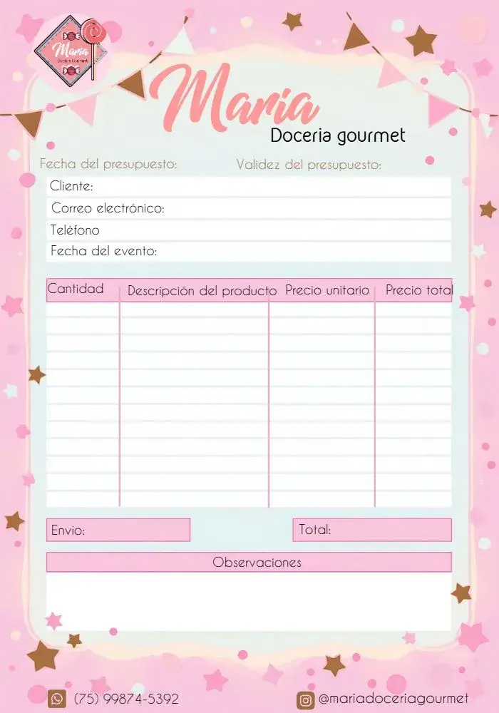 Invitación Comanda Para Pastelería Logo
