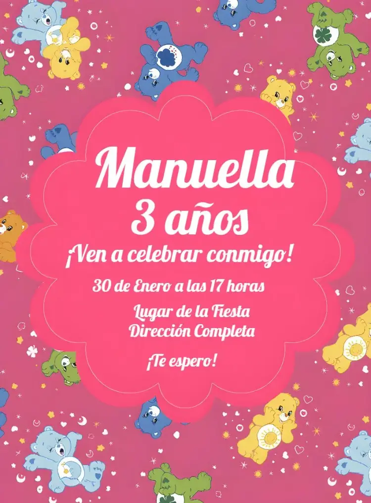 Invitación Os Ositos Cariñosos Coloridos