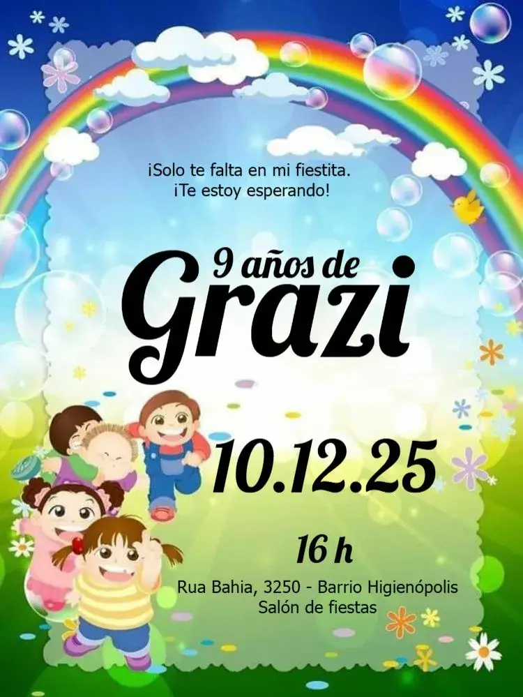 Invitación Arco Iris Para Editar Personalizado
