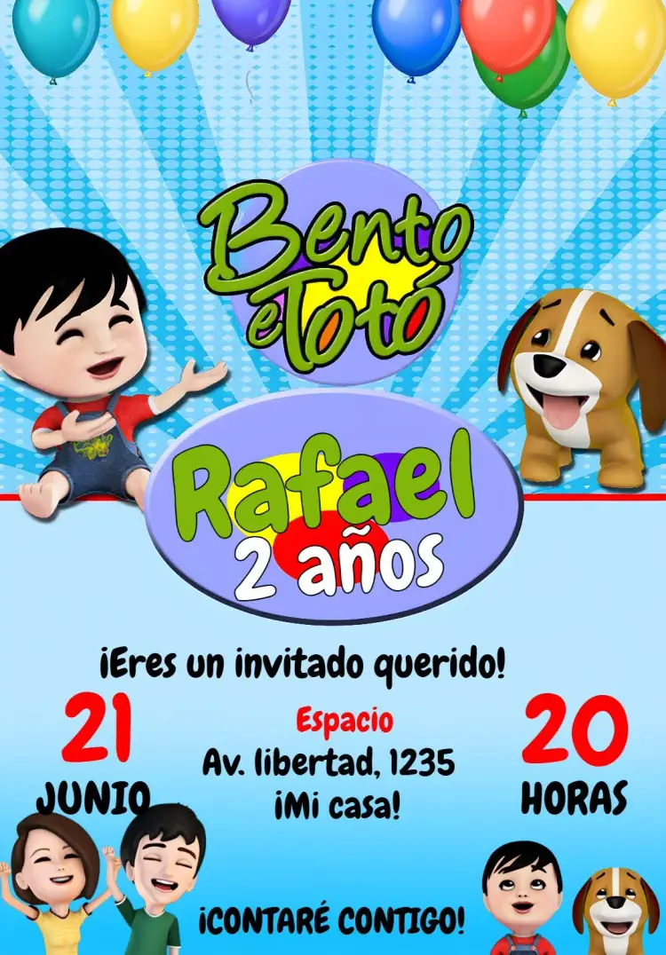 Invitación Bento Y El Totó Infantil