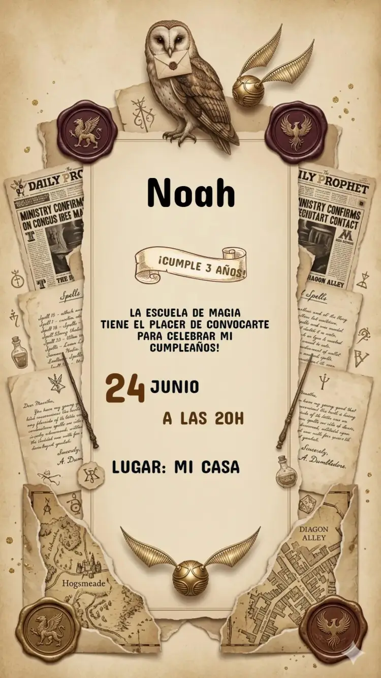 Invitación Cumpleaños Harry Potter