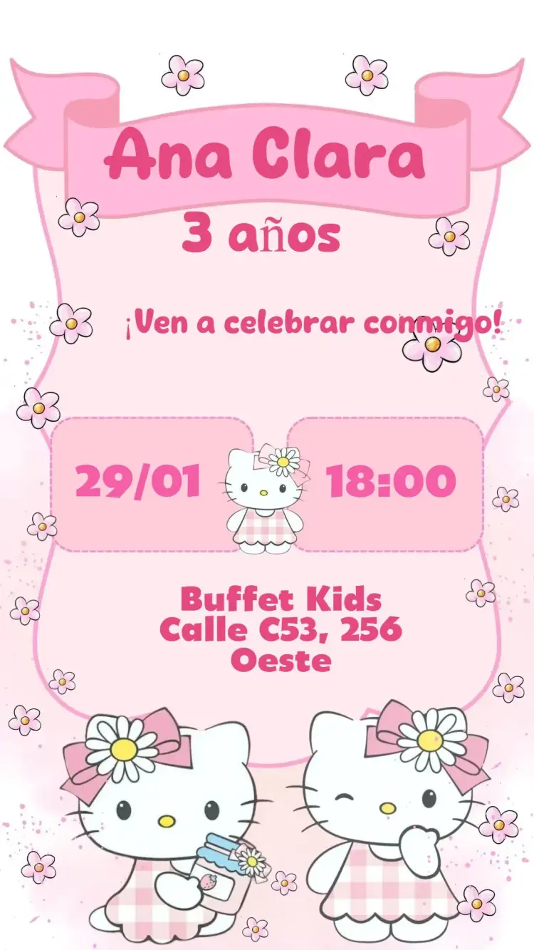 Invitación Hello Kitty Acuarela
