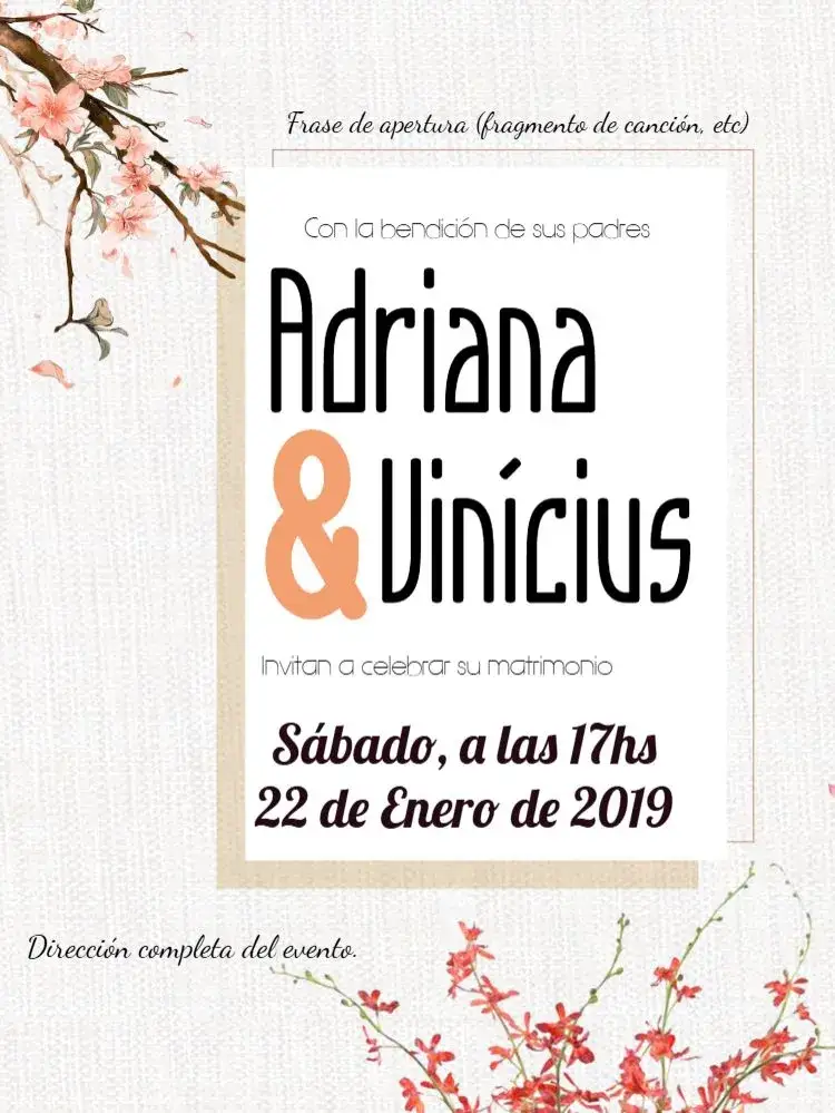 Invitación Boda Floral Vintage – tema Boda floral, vintage, elegante, romántico, acuarela, rústico
