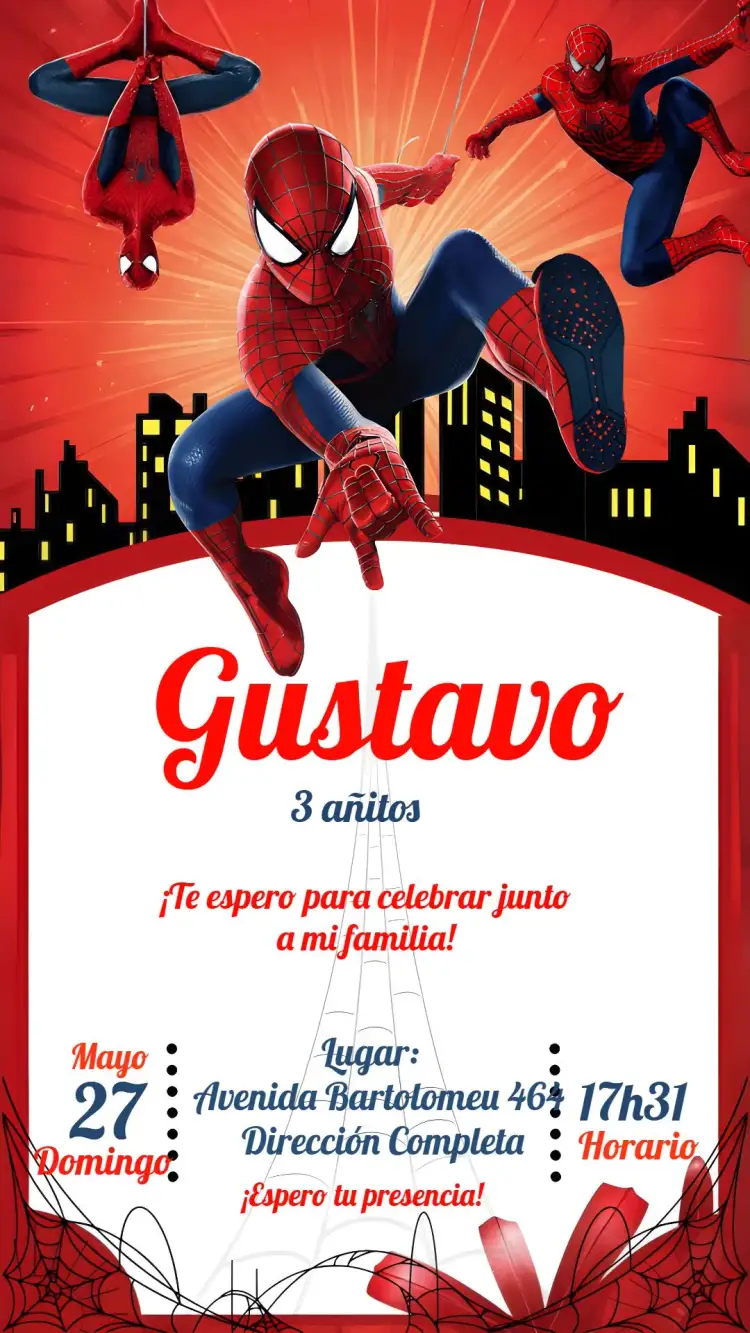 Invitación Hombre Araña Azul – tema Más buscados azul, superhéroe, aventura, colorido, infantil, divertido