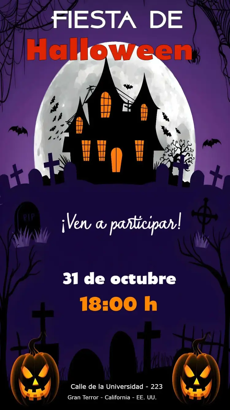 Invitación Fiesta De Halloween Brujas – tema Fechas Conmemorativas morado, negro, calabaza, brujas, místico, temático