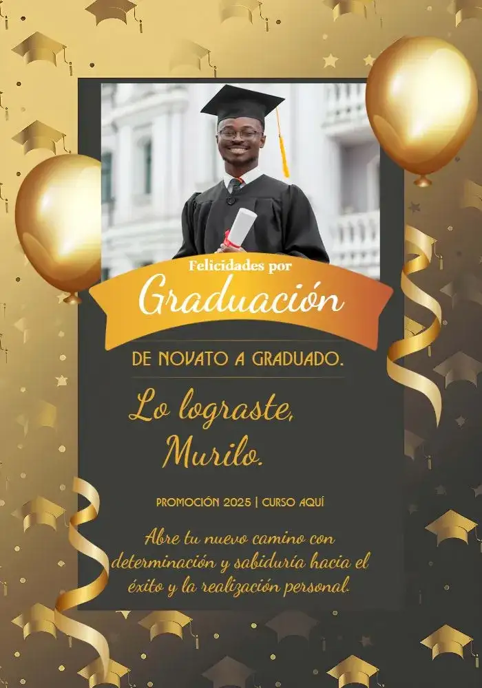 Tarjeta de Graduación con Foto y Diploma