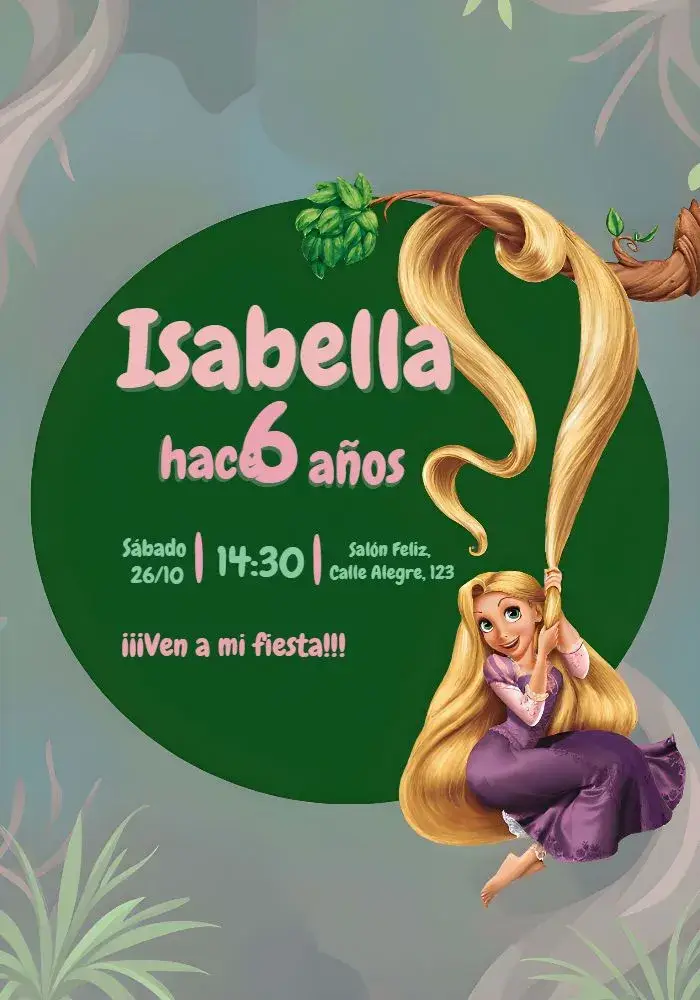 Invitación Rapunzel Verde