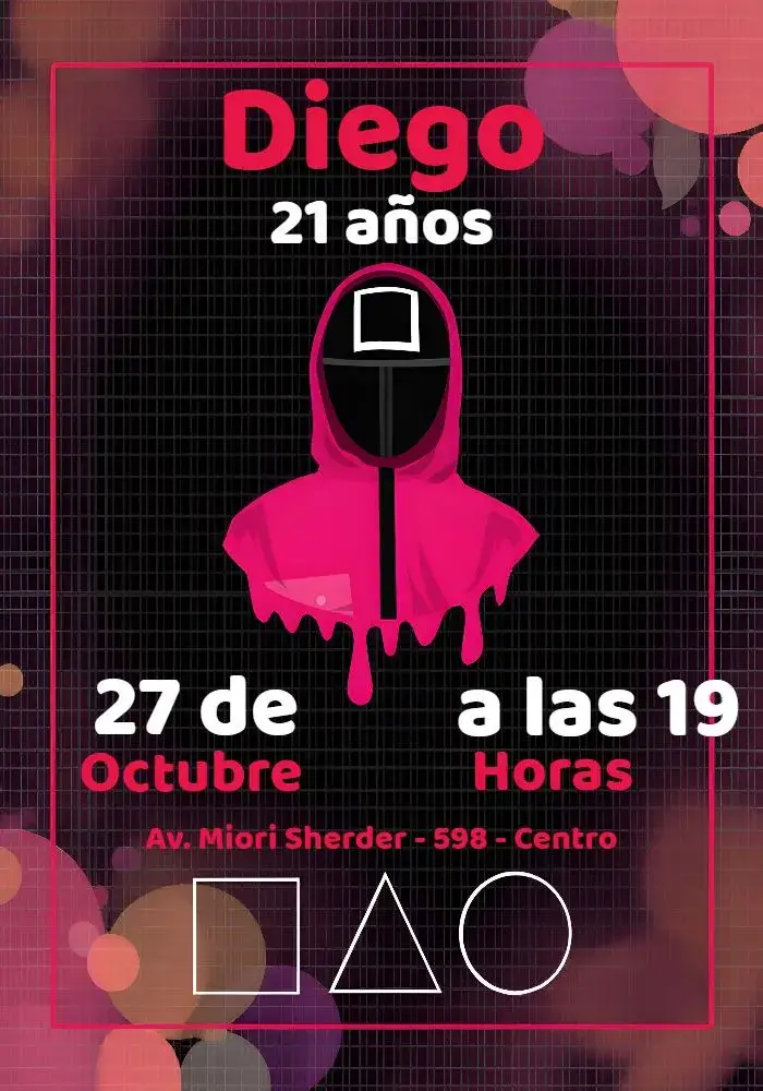 Invitación Round 6 Squid Game Triángulo
