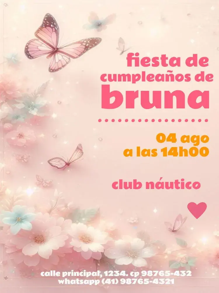 Invitación Mariposa Rosa Para Editar Infantil