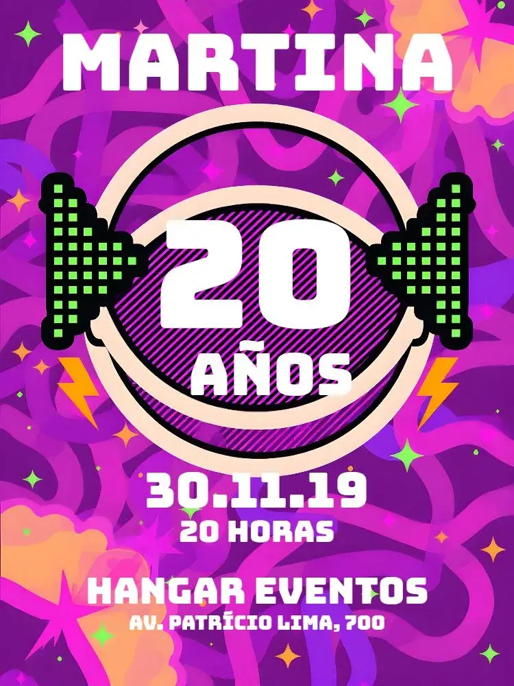 Invitación Anos 80 Retrô Rosa