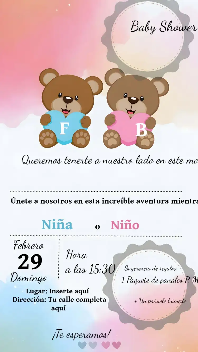 Baby Shower Revelación Ositos Pañales