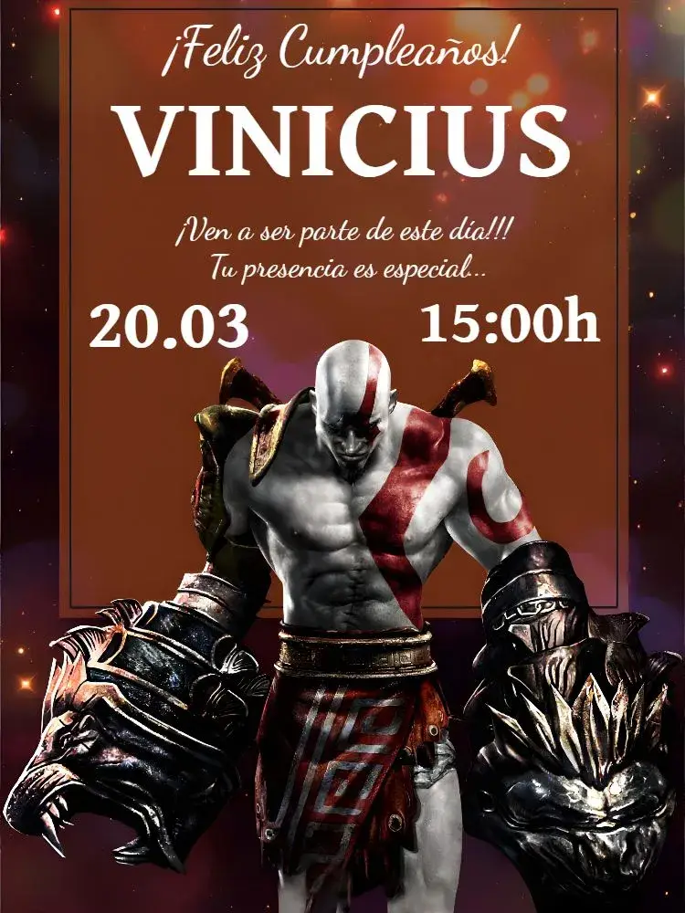 Invitación God Of War Kratos