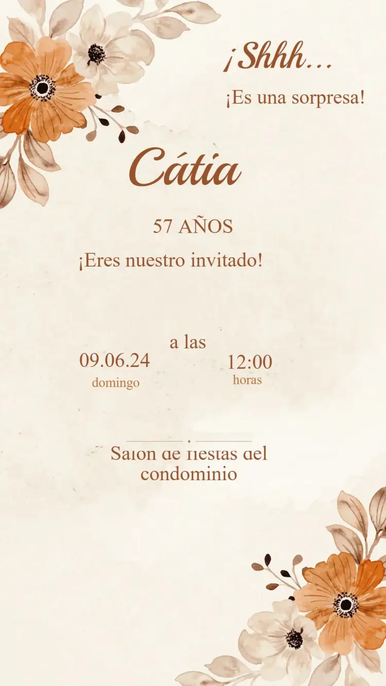 Invitación Cumpleaños Floral