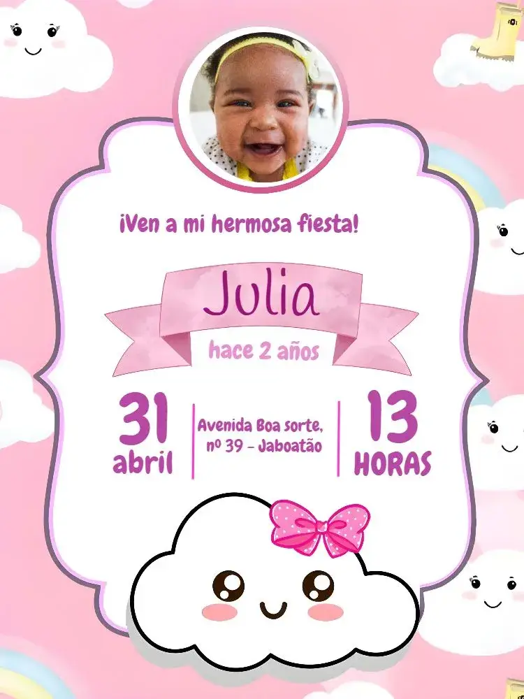 Invitación Lluvia De Amor Con Foto Rosa