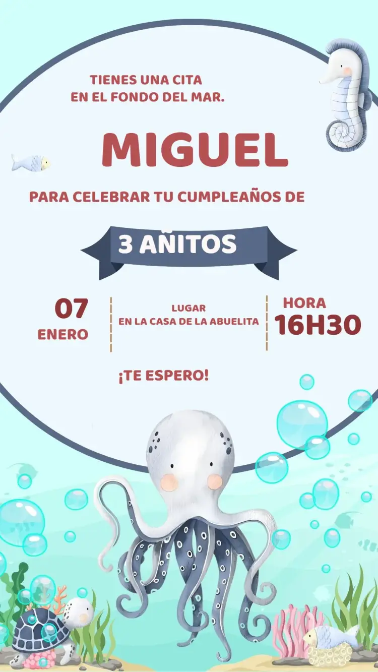 Invitación Fondo Del Mar Marino