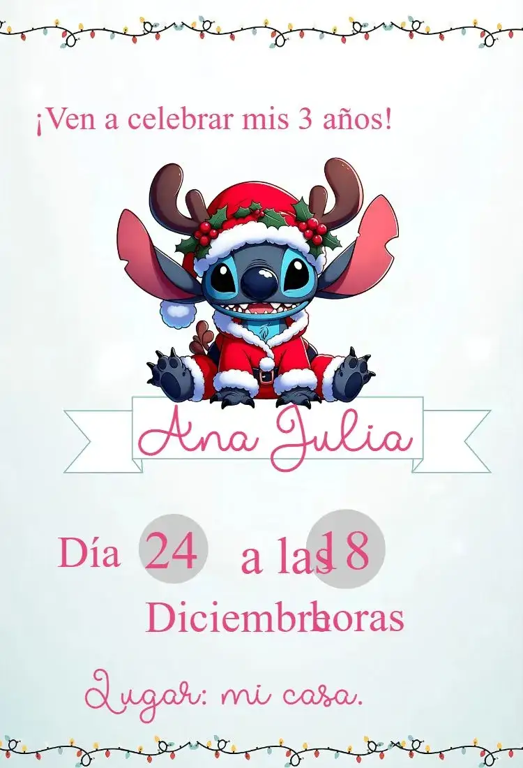 Invitación Invitación Stitch – tema Cumpleaños Infantil colorido, divertido, temático, jovial, moderno