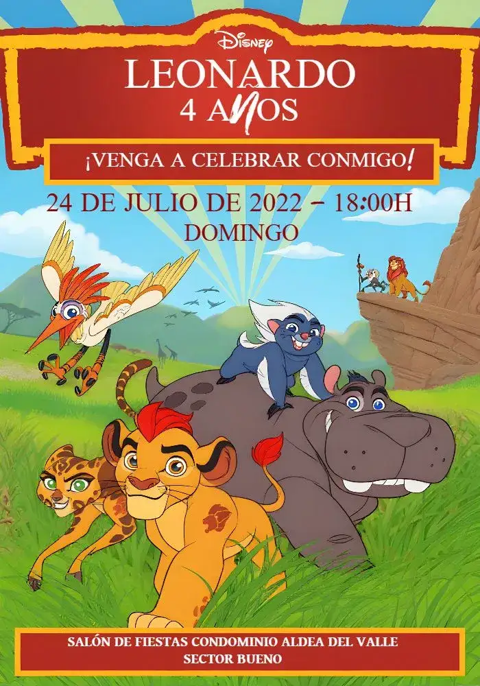 Invitación La Guardia del León Colorido – tema Más buscados colorido, divertido, infantil, temático, alegre