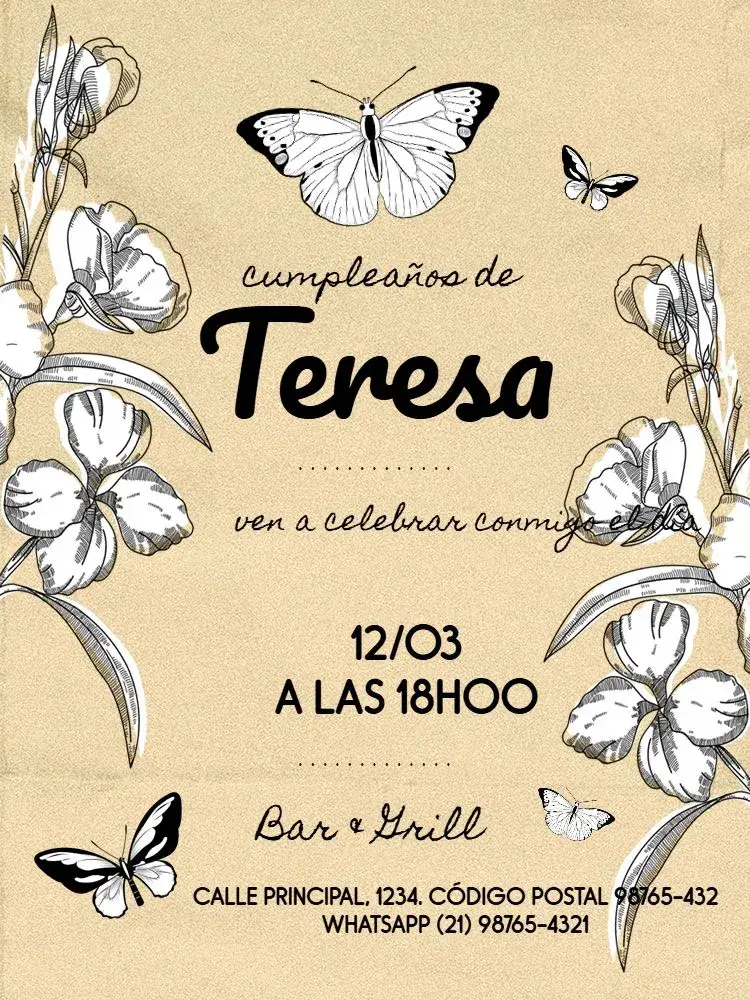 Invitación S De Mariposa Rústico Masculino