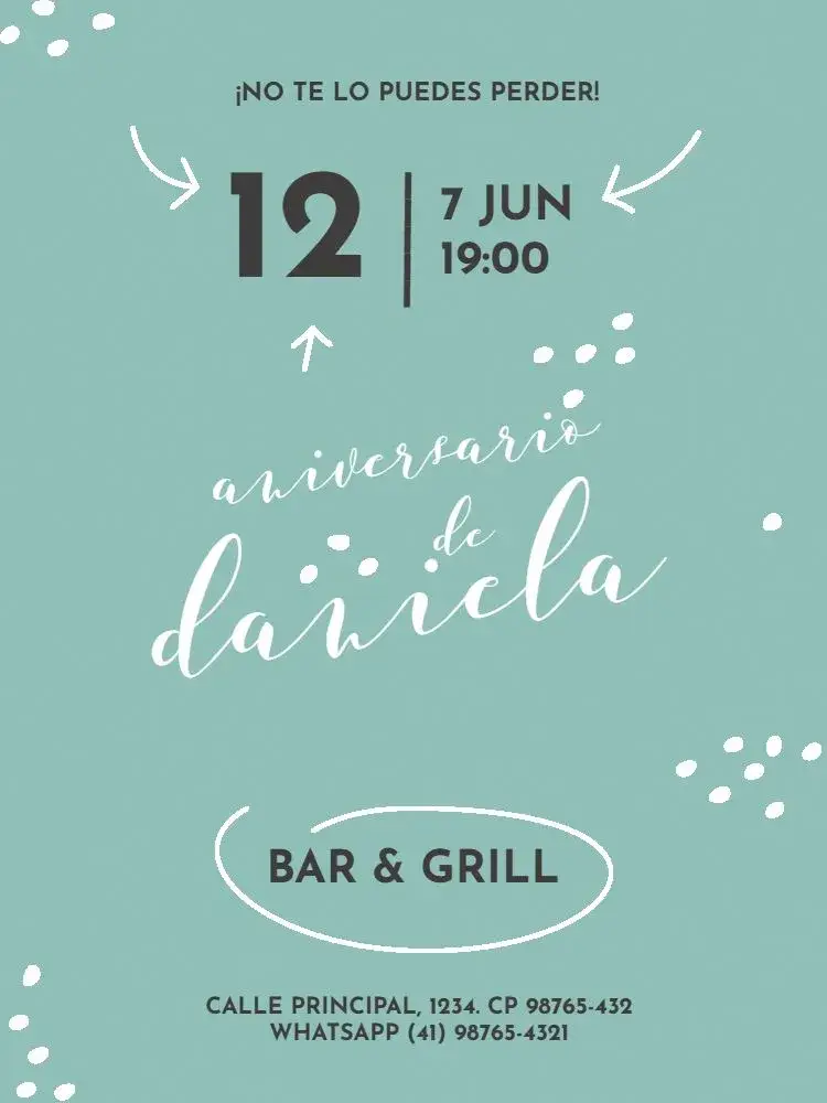 Invitación Adulto Femenino Verde Fiesta editable y personalizable
