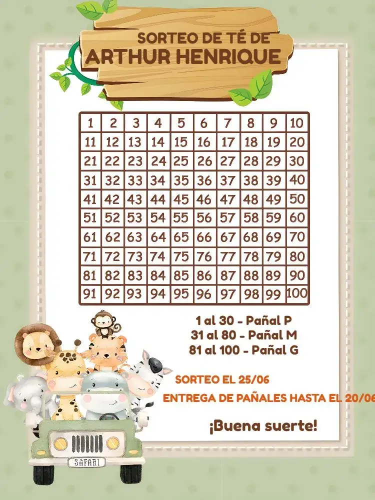 Invitación Té Rifa Safari 1