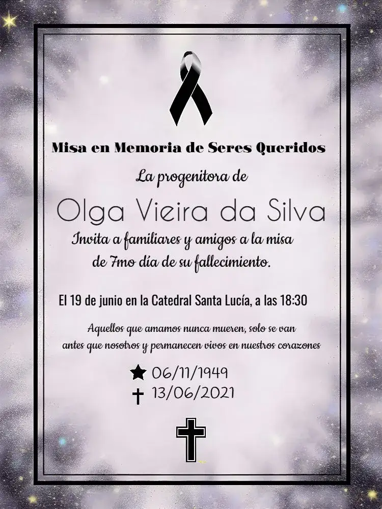 Invitación Para Misa De Fallecimiento Aviso – tema Fechas Conmemorativas gris, negro, minimalista, sobrio, elegante