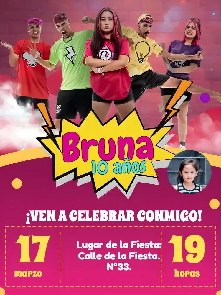 Invitación Emilly Vicky Con Foto Niña