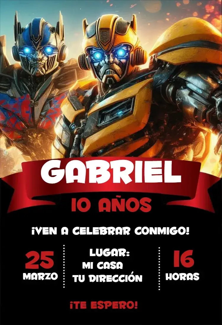 Invitación Transformers 1