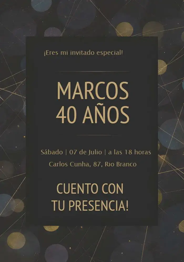 Invitación Masculino Dorado – tema Más buscados dorado, negro, moderno, elegante, minimalista
