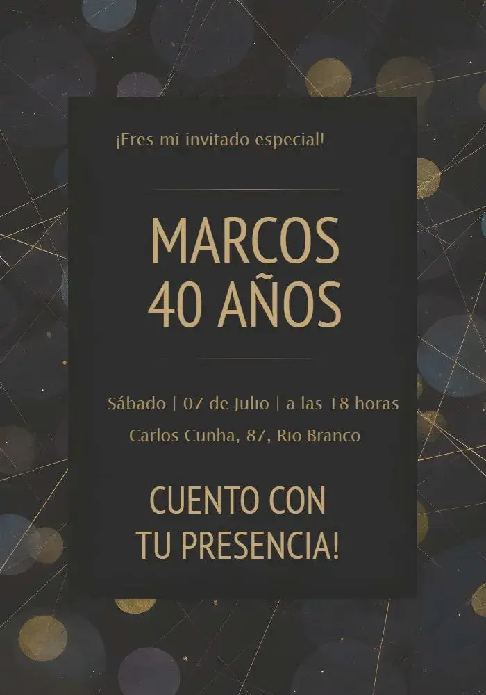 Invitación Masculino Dorado