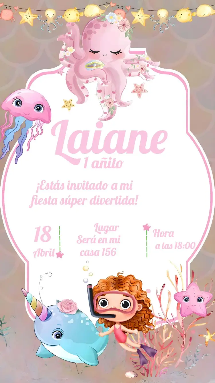 Invitación Fondo Del Mar Pulpo