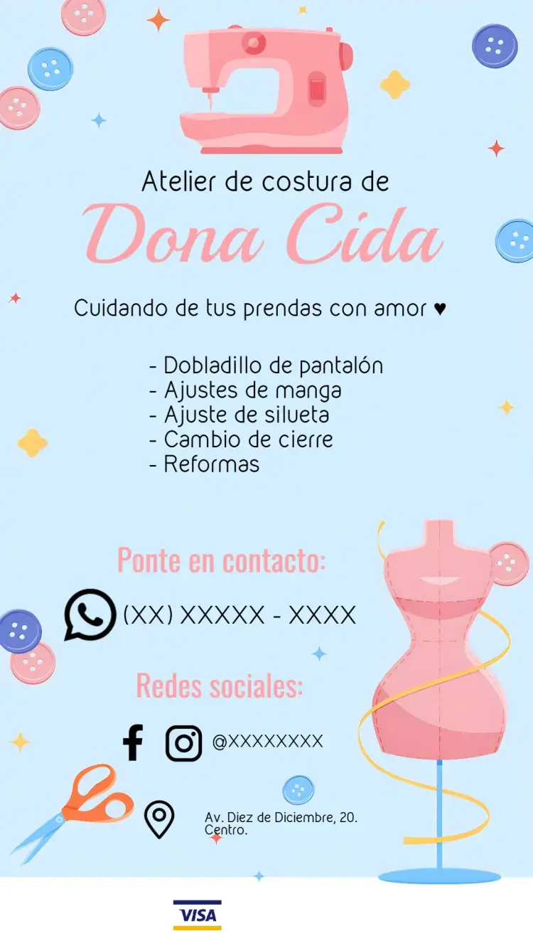 Invitación Tarjeta De Visita Atêlie Costura Digital