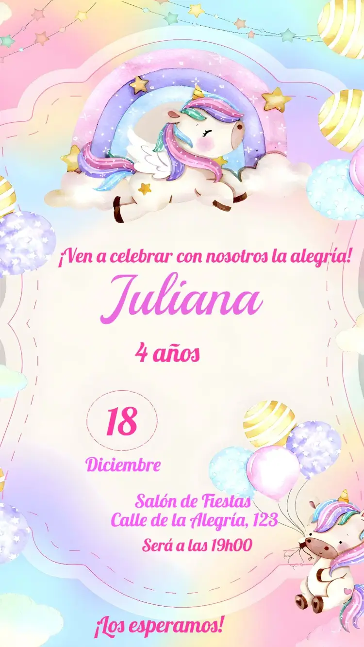 Invitación Unicornio Uncornio