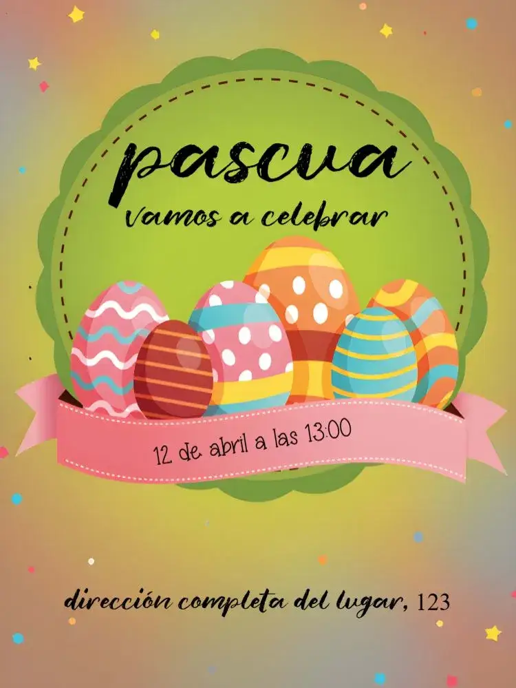 Invitación Pascua Huevitos – tema Fechas Conmemorativas colorido, divertido, infantil, pascua, conejo, huevos