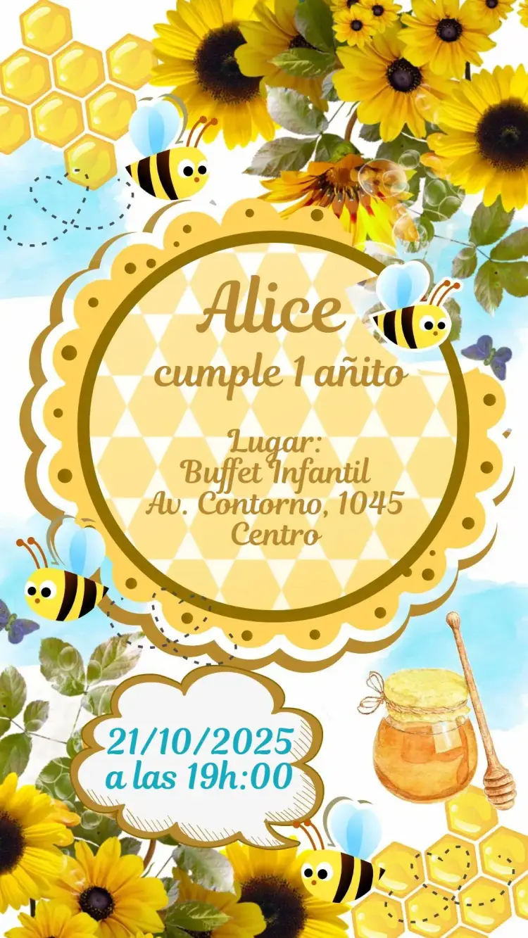 Invitación Abejita y Girasol