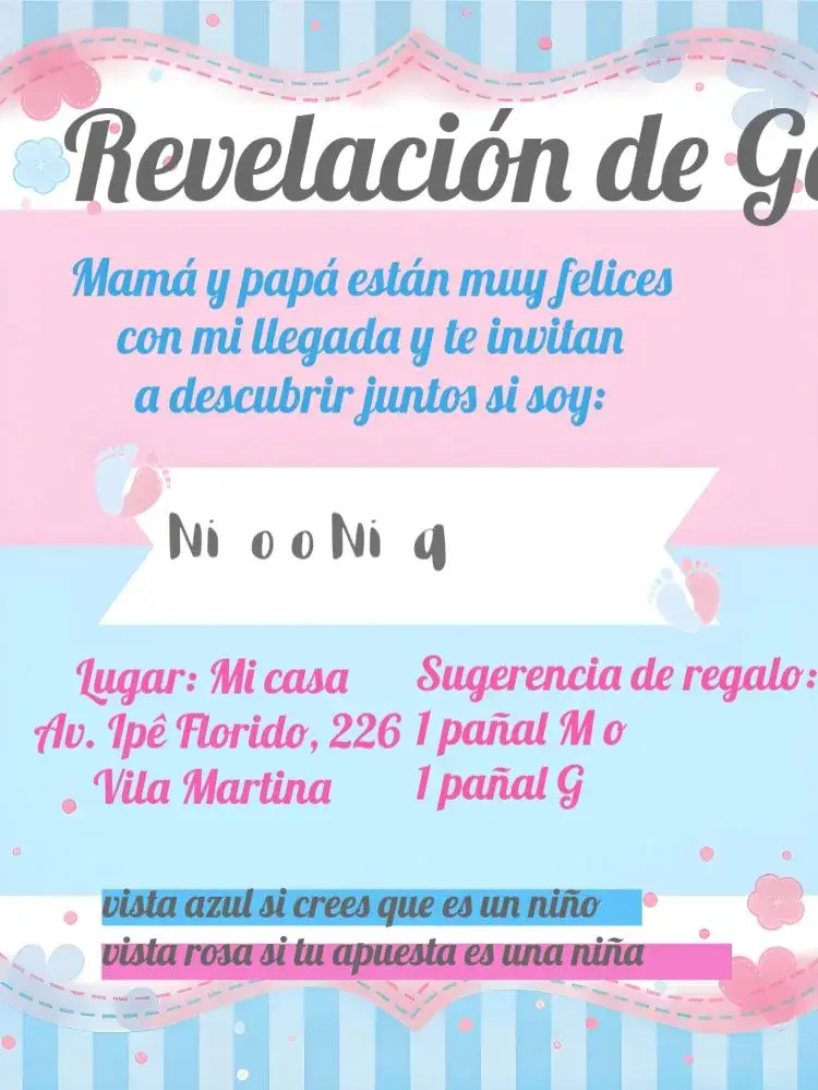 Invitación Fiesta de Revelación de Ositos Para Bebé