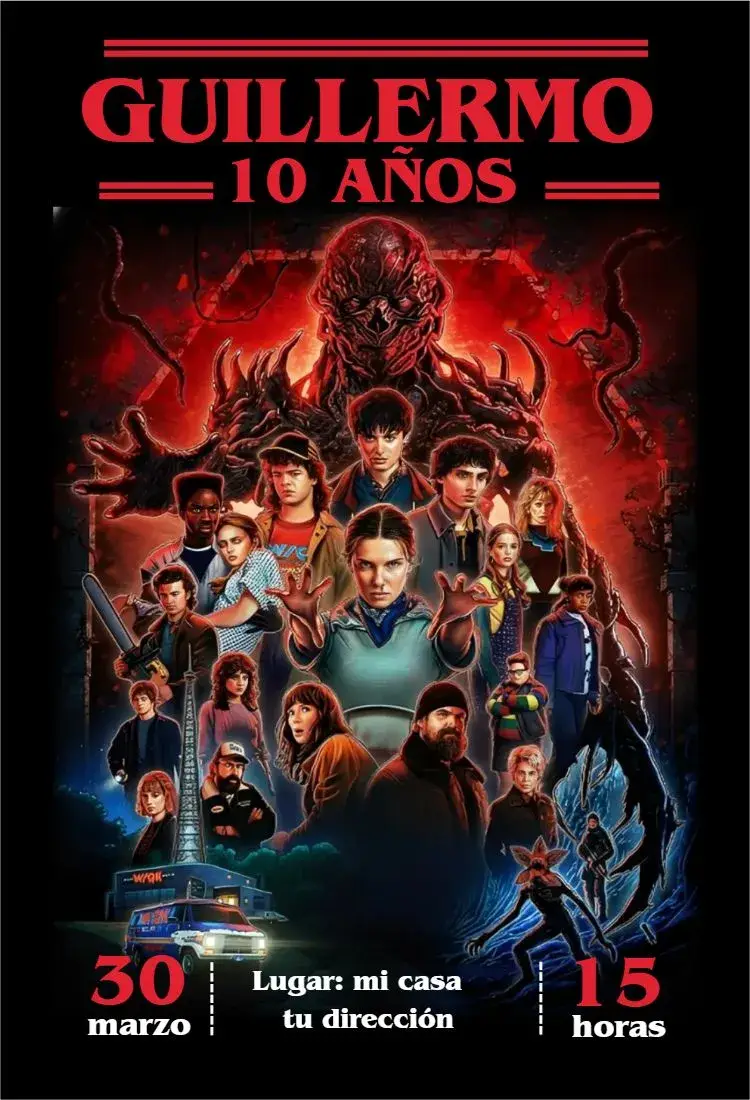 Invitación Stranger Things 5ª temporada