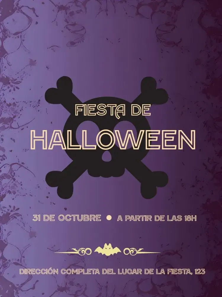 Invitación Para Fiesta De Halloween Das – tema Fechas Conmemorativas negro, púrpura, fantasía, calavera, sombrío, místico
