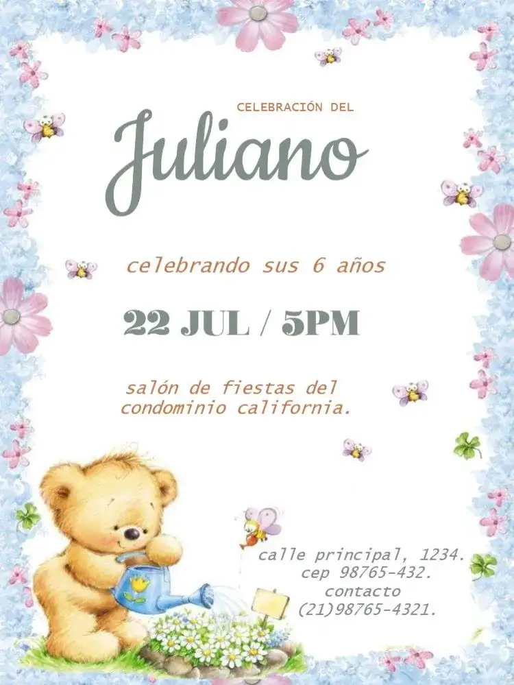 Oso Floral Para Editar Masculino