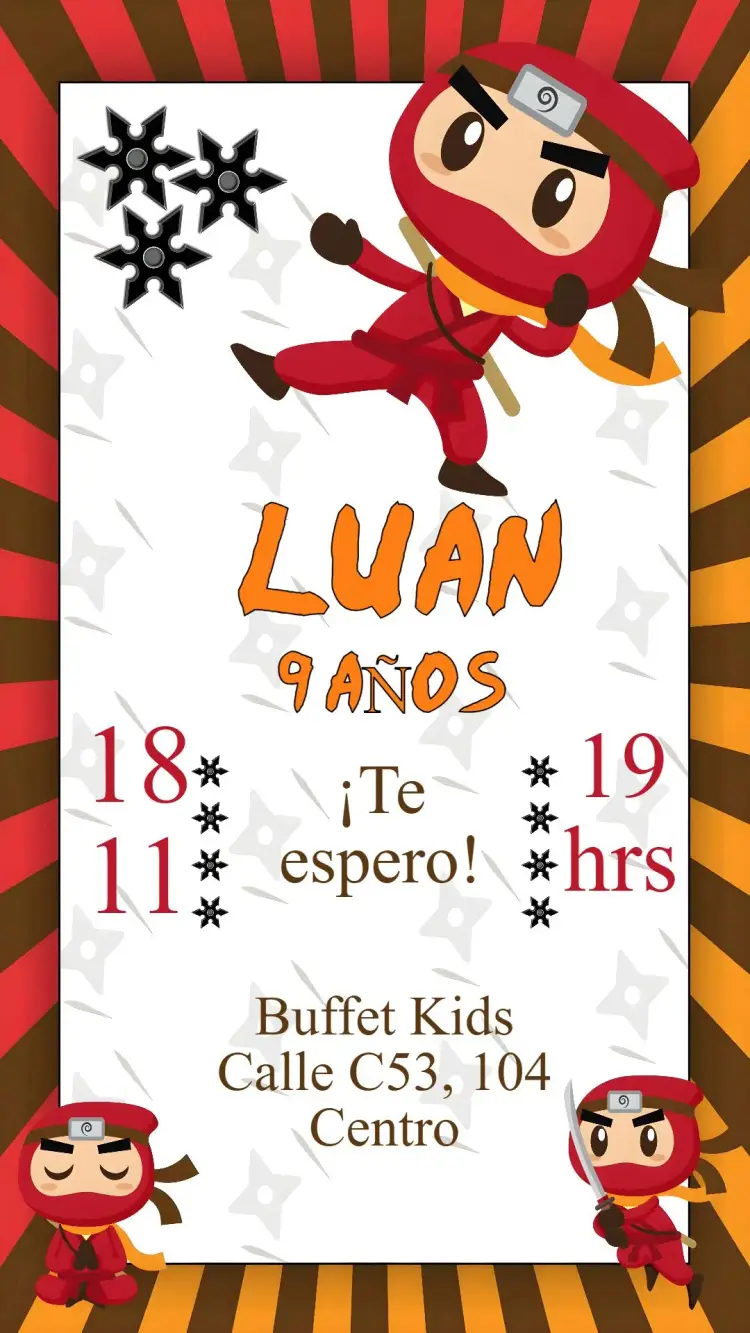 Invitación Ninja Cute