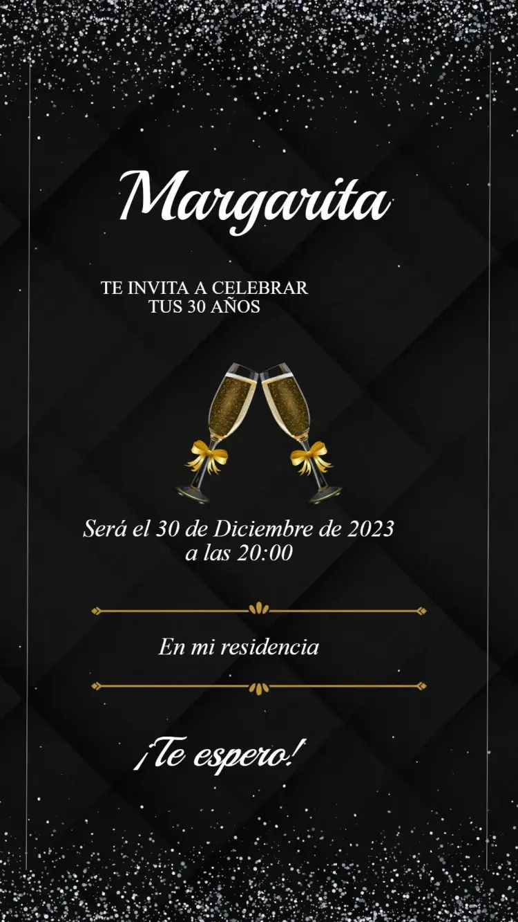 Invitación Cumpleaños Negro y Dorado
