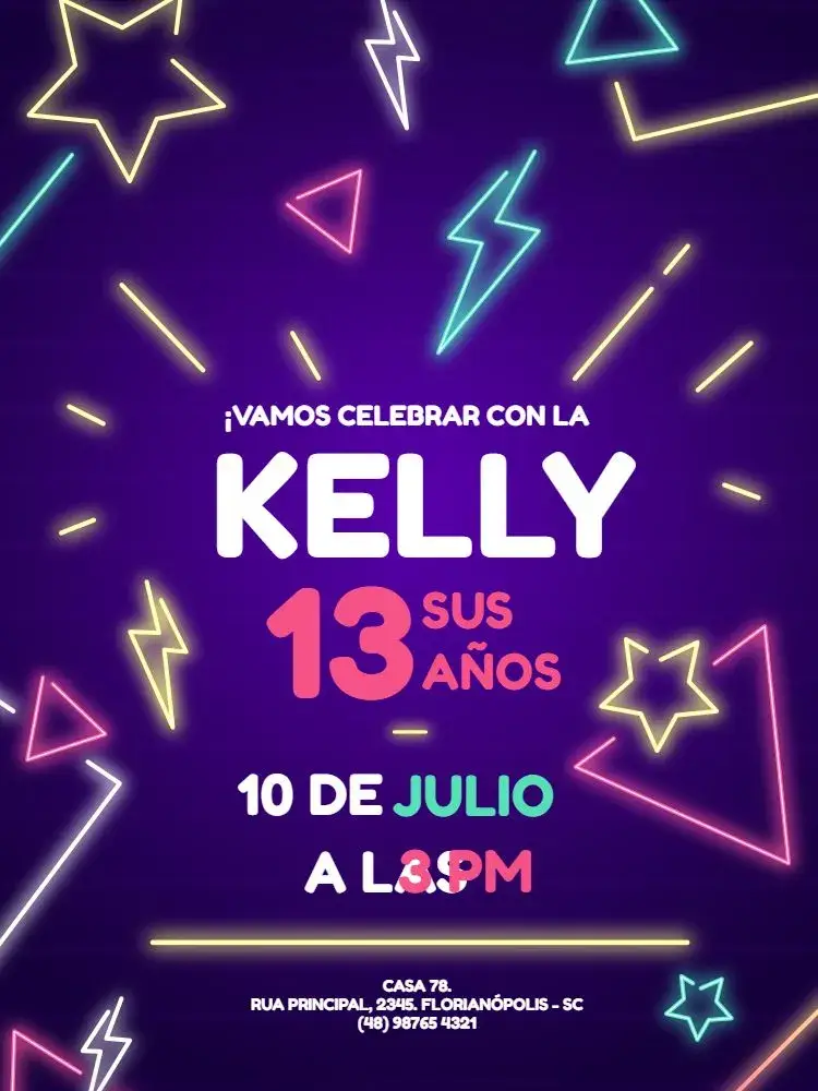 Invitación Fiesta De Neón Oscuro