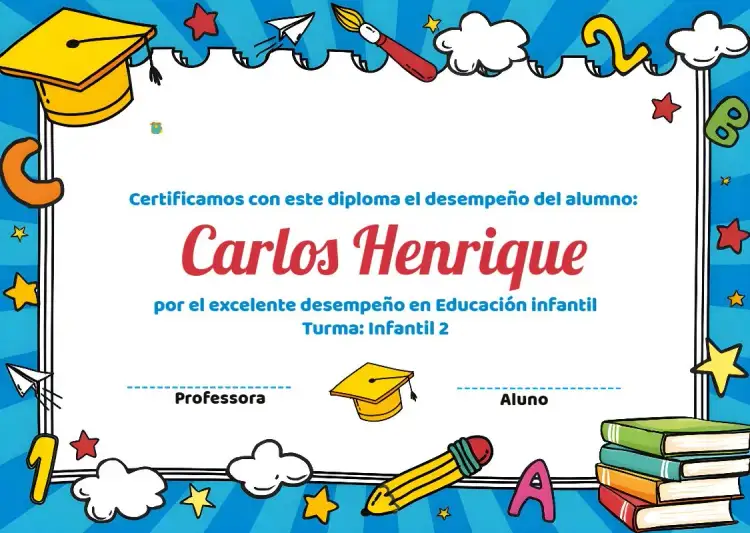 Invitación Arte Para Certificado Escolar Infantil – tema Graduación colorido, lúdico, divertido, educativo, infantil, moderno