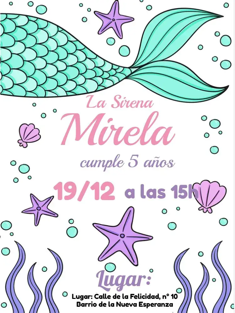Invitación Sirena De