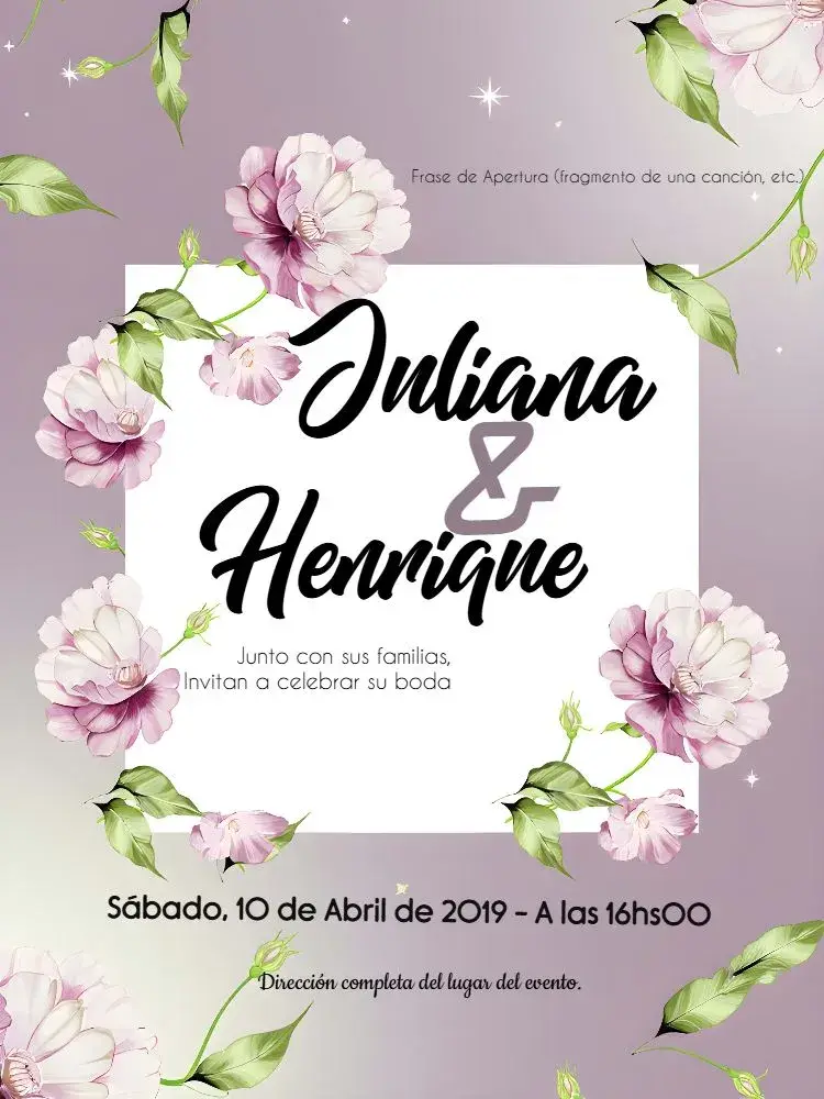 Invitación Boda Floral Azul