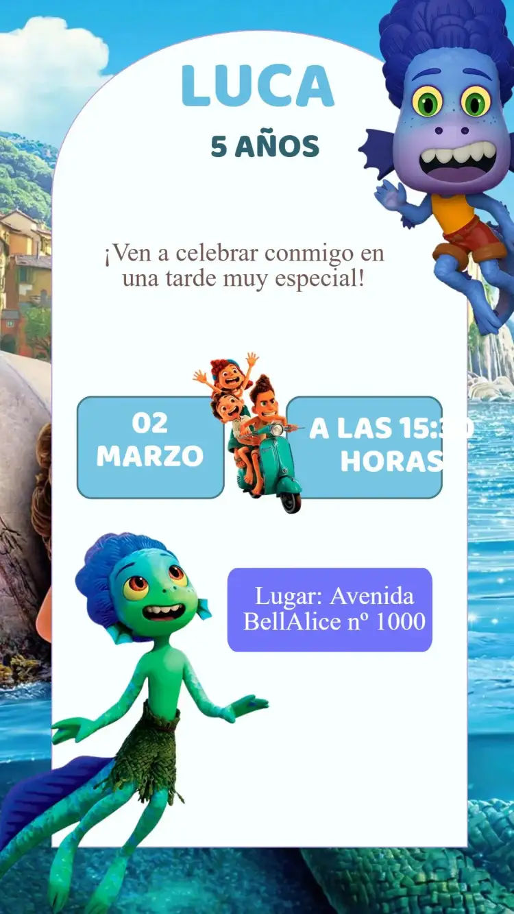 Invitación Invitación Cumpleaños Lucca – tema Cumpleaños Infantil colorido, divertido, moderno, brincalhón, ilustraciones infantiles