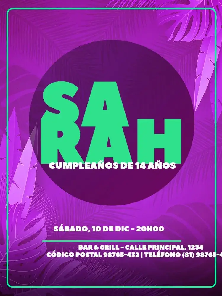 Invitación Joven Femenino Morado Moderno