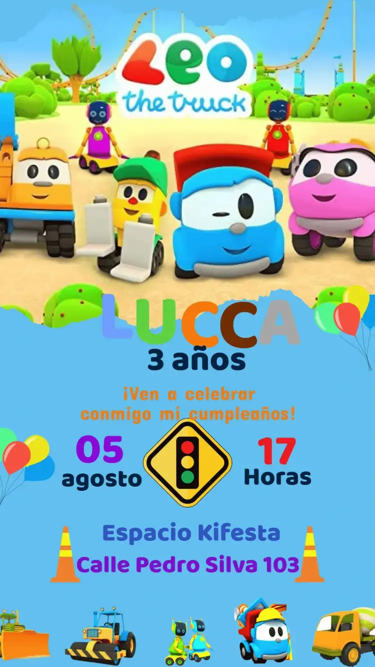 Invitación Cumpleaños Leo el Camión
