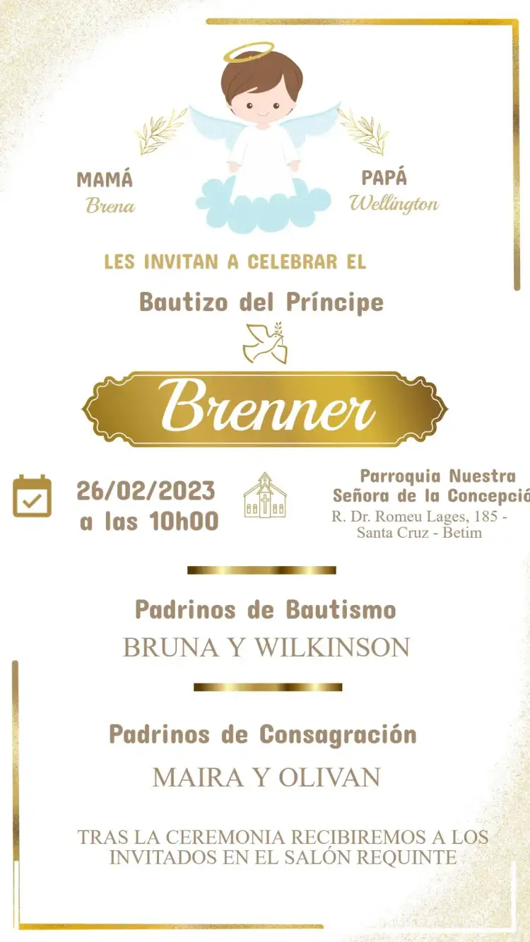 Invitación Invitación de Bautizo – tema Bautismo delicado, clásico, moderno, pastel, floral, minimalista