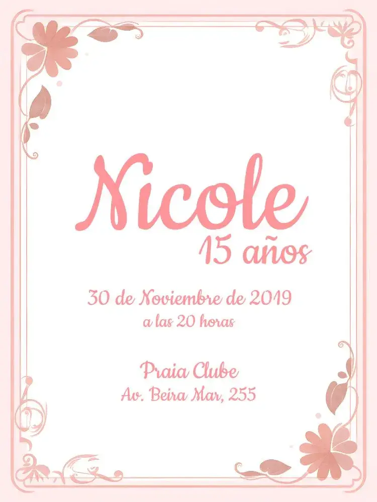 Invitación De 15 años - Rosa y Blanco Arabescos Chica